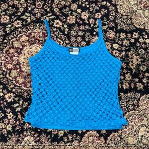 y2k blue knit tank top size
